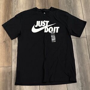 Nike Men's Black Tee with White Logo
